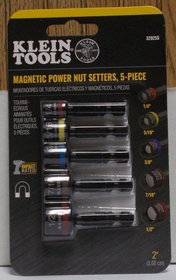 Klein Tools 32925S Magnetic Color-Coded Power Nut Setter 5 Piece Set