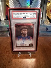 2023-24 Topps Merlin Marks Of Excellence Red /5 Lamine Yamal RC PSA 8/10