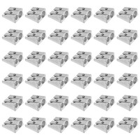 36Stk Doppelloch-Bleistiftspitzer, Manueller Aluminium-Bleistiftspitzer, Silber