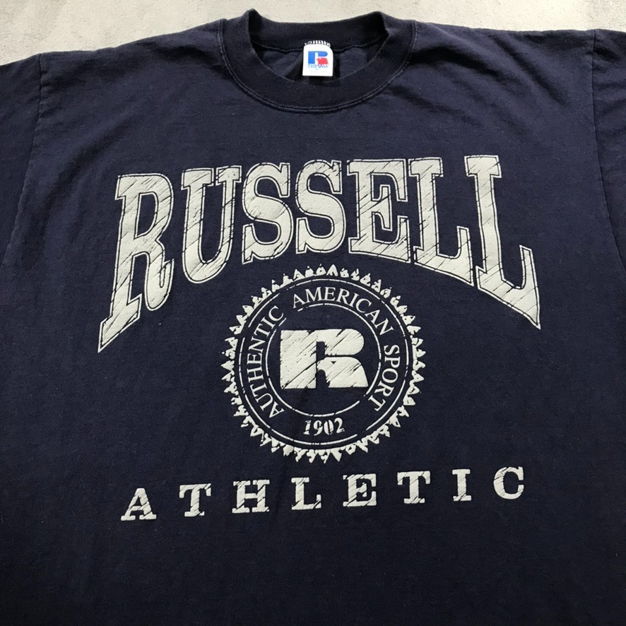 Vintage 90s Russell Athletic T Shirt Men's Extra Large Blue USA