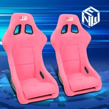Pair J2 Engineering Medium Size Racing Bucket Seats w/Side Mount Adapters Pink