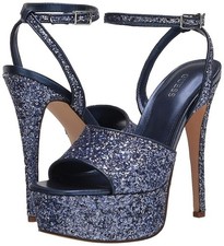 GUESS Women's Taby Platform Dr Blue Glitter 5.5M