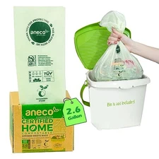 100% Compostable Waste Bags 2.6 Gallon, Extra Thick Kitchen Small Compost Bags 