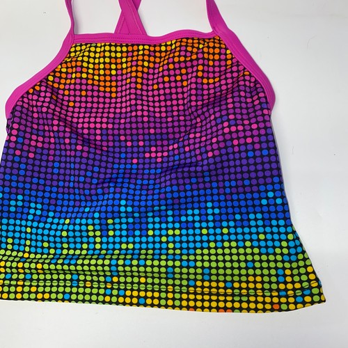 Speedo Girls Multicolor Rainbow Tankini Swim Bathing Suit Top Youth Size 12 - Picture 3 of 6