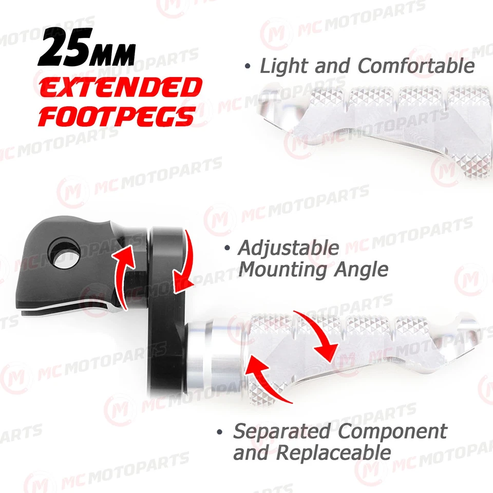 Para Harley Davidson Dyna 1993-2017 25MM Reducción Pies Delanteros CNC Foto 3 de 4