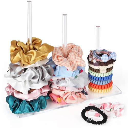 3-Tiers Scrunchie Holder Stand - Acrylic Hair Ties Tower, Display Organizer f...