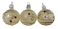 3 Vintage 1" Blown Glass Ball Christmas Ornaments