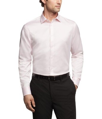 Calvin Klein Mens Refined Cotton Button Down Dress Shirt, pink, 16.5 Neck