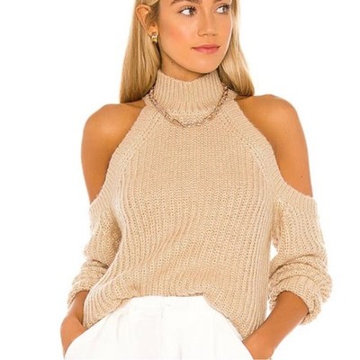 Majorelle Estrid Cold Shoulder Sweater in ''Camel'' Tan Size M