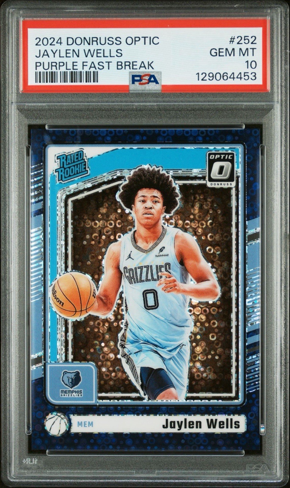 2024 PANINI DONRUSS OPTIC 252 JAYLEN WELLS PURPLE FAST BREAK (RC) 74/99