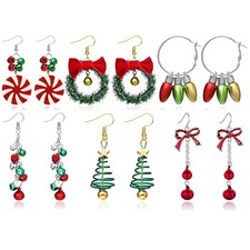 Christmas Earrings for Women Christmas Tree Dangle Earrings Snowflake Santa Cand