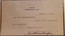 Booth Tarkington Autograph typed note signed Kennebunkport 1924
