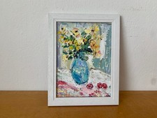 Blumenstrauß Impasto Ölgemälde auf Malkarton Abstraktes Blumenstillleben Gemälde