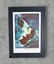 Antique 1915 Sperm Whale in Breach Ocean Painting Book Art Print in A4  Mount 