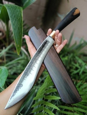 Handmade E-Nep Hunting Camping knife 11.1  Plow disc forged engraved, Rosewood