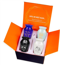 4 Small Keepsake Urns for Ashes - Mini Cremation Urn Set in Memorial Gift Box