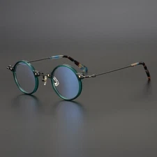 Deluxe Retro Round Titanium Reading Glasses Men Women Acetate Eyeglass Frames