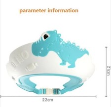 Kids Dinosaur Shower Cap w/ Buckle Shield Visor Eye Ear Protection 0-5 Yrs