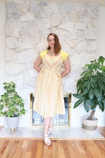 Yellow Green and Orange Striped Dress