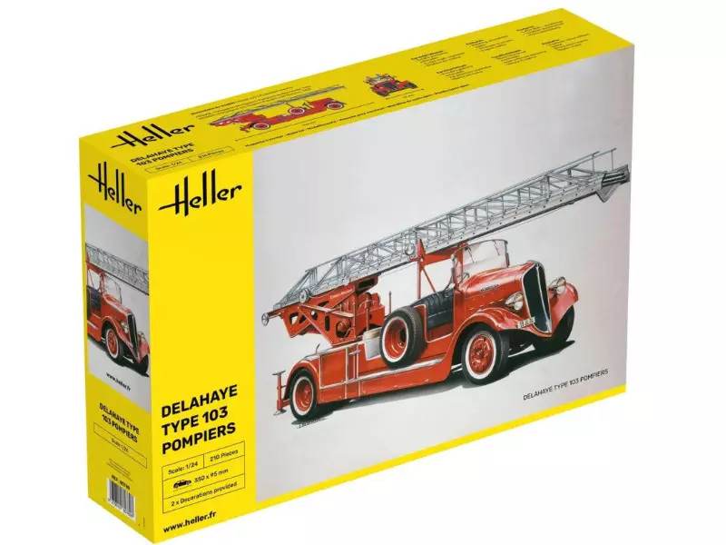 Camion de pompiers miniature Delahaye Type 103 HELLER 80780, kit de modélisme premium 1/24