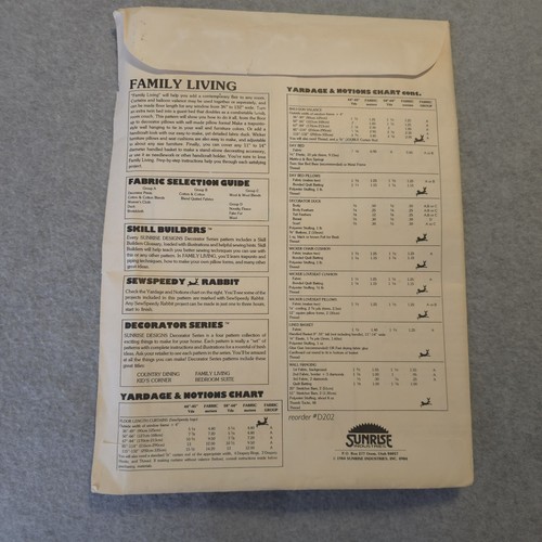 Sunrise Designs Decorator Series Family Living Sewing Pattern UNCUT Vintage - Picture 3 of 6