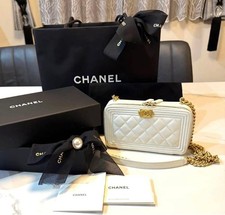 Near Mint CHANEL Boy Chanel Chain Shoulder Bag phone case Phone Case White