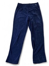 Juicy Couture kids Blue Velour Sweatpants with Logo Accent, Women's Straight-Leg