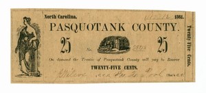 1861 25c Pasquotank County - Elizabeth City, NORTH CAROLINA Note