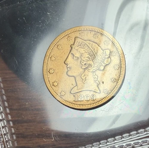 1869 S Liberty Head $5 XF Plus Half Eagle Tough Date Only 30K Minted!! Original!