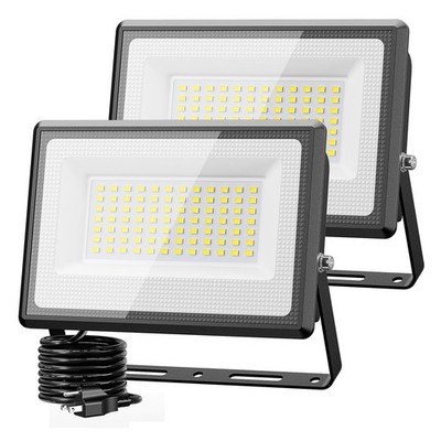 2 Pack 90W LED Flood Light Outdoor, 9000LM Super Bright LED Work Lights Plug ...
