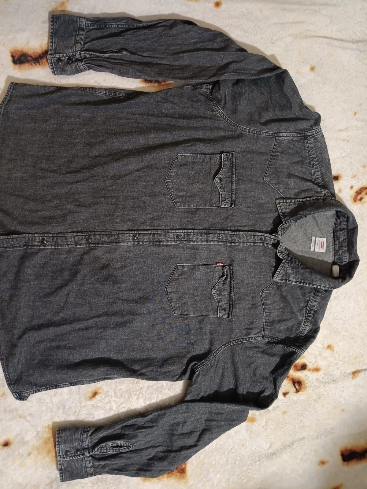 Levi's Men's Classic Standard Fit Western Shirt Pearl Snap Black Size Medium