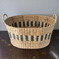 Wicker Basket With Handles 21Lx15Wx10D Laundry Blanket Storage Toy Organizer