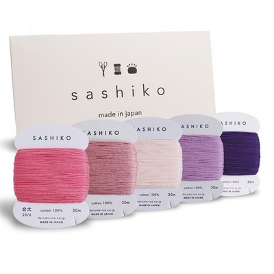 5 Colors Thick Tefutefu Cotton 32.8 Yd Sashiko Thread Card Type Sewing Set