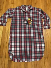Vintage Disney Store One Size Plaid Winnie the Pooh Piglet Flannel Nightshirt