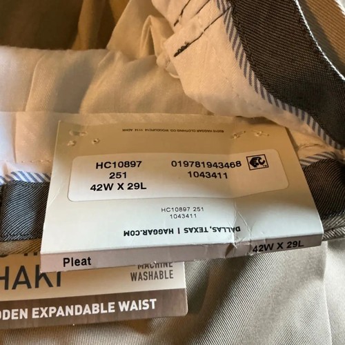 Haggar Classic Fit Khaki Pants 42x29 Premium No Iron Stretch New - Picture 4 of 7