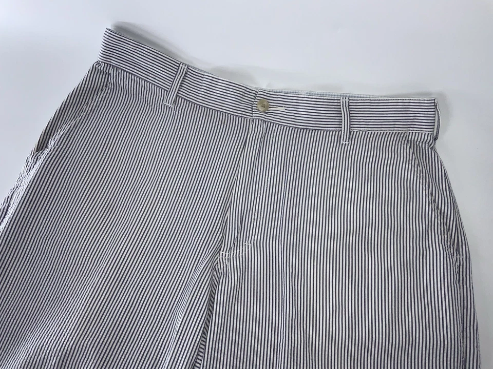 Bills Khakis Seersucker Shorts Men Sz. 34 Blue White Stripe Cotton USA YGI T5-15 - Image 3 of 4