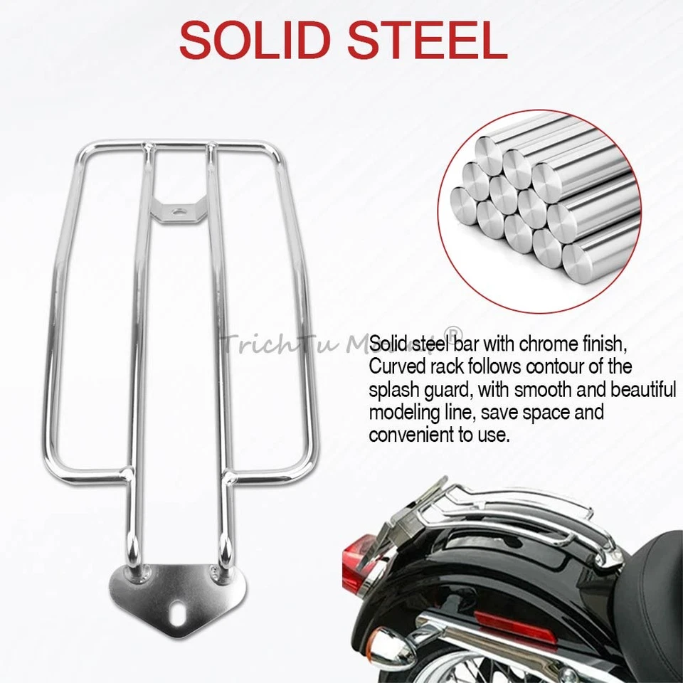 Solo Chrome Seat Luggage Rack for Harley Davidson Sportster XL883 1200 1985-2003 - Image 2 of 4