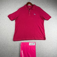 Tommy Bahama Polo Shirt Medium Pink Supima Rugby Embroidered Logo Casual Mens