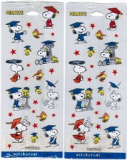2 Packs Hallmark Snoopy Graduation Woodstock Stickers