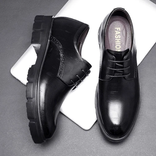 Man Platform High Heel Dress Formal Office Leather Shoes Elegant Business Shoes - Picture 16 of 27