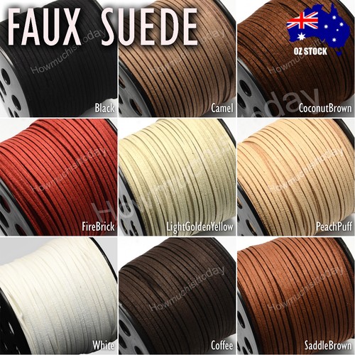 Faux Suede Cord Lace Thread String Enviro Leather Jewellery Beading DIY 5m 3mm - Picture 1 of 68