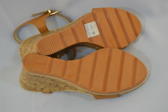 NWOB Women's Skechers Tan Vegan Leather Wedge Espadrille Sandals sz.9 | eBay