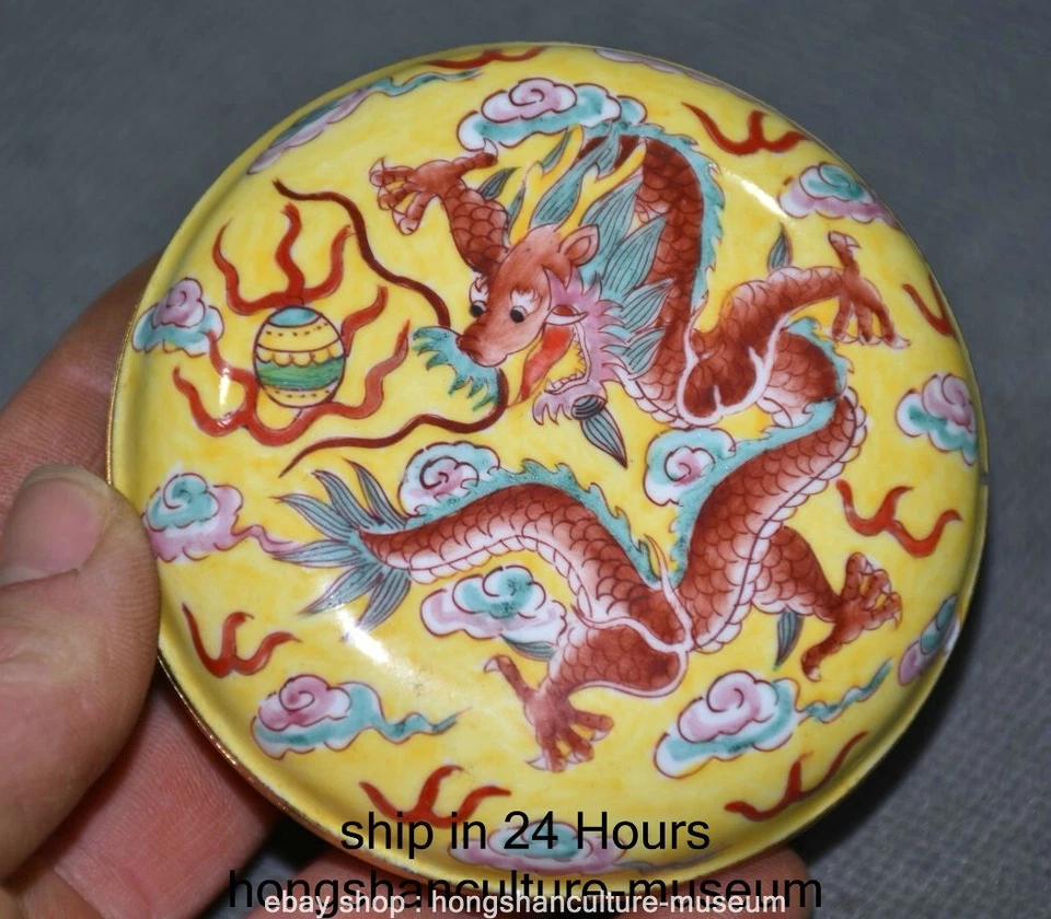 3" Qianlong Marked Purple Bronze Cloisonne Fengshui Dragon Beast Jewelry Box - Image 3 of 4