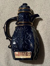 Jim Beam Blue Tea Coffee Pot Decanter, 1983 District 6 Michigan
