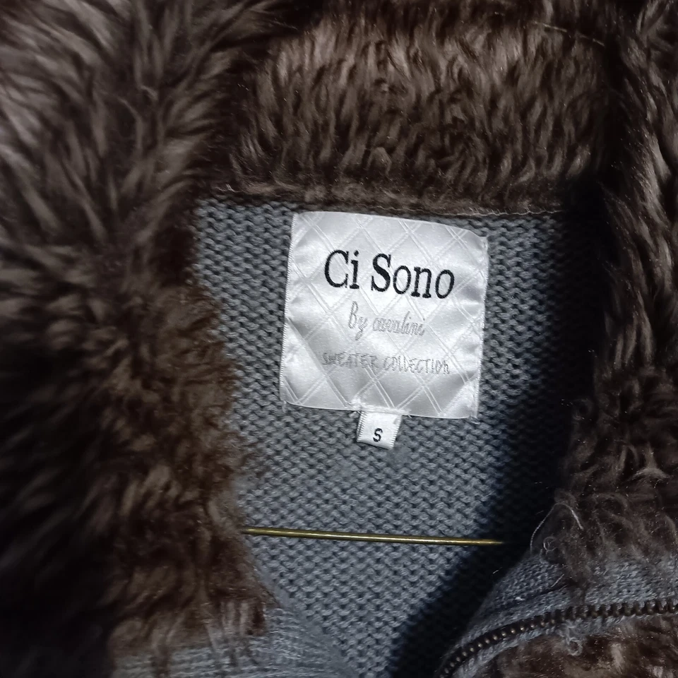 Womens Cavalini Originals Faux Fur Sweater Grey Size Small Winter - Image 3 of 4