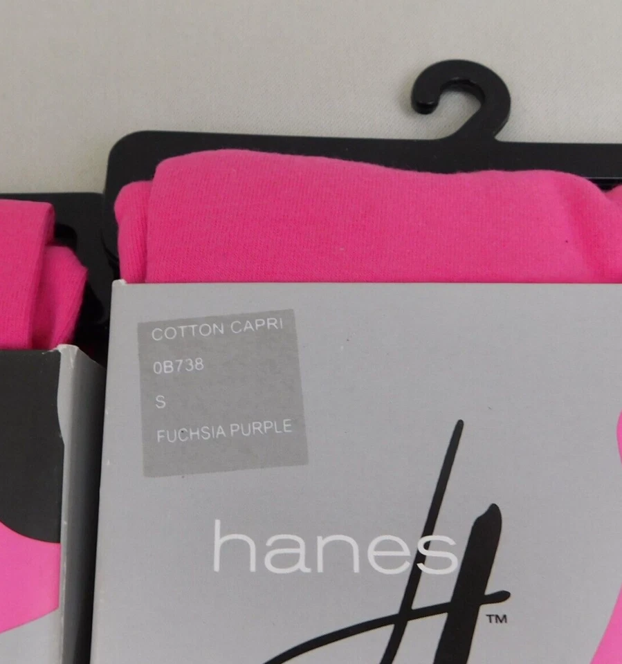 Lote 2 Pares de Leggings Capri Hanes 0B738 Algodón Elástico Púrpura 4-6 Pequeños #1524 Foto 3 de 4