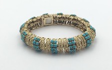 Ladies Custom 18K Yellow Gold Turquoise Bracelet Vintage 1960's  Retail 20,000