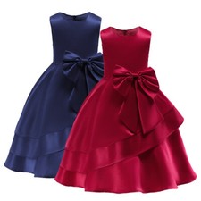 Flower Girls Party Dress Bridesmaid Christmas Pageant Junior Bow Formal Dresses