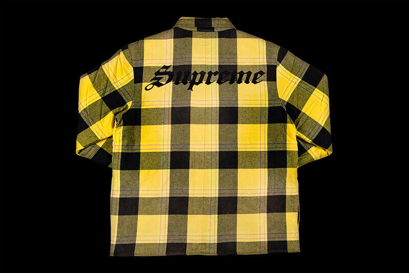 Supreme Quilted Flannel Shirt Yellow FW20 Size M