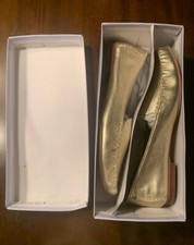 Marc Fisher 9 M Gold Pebbled Leather Flat Loafers Penquin